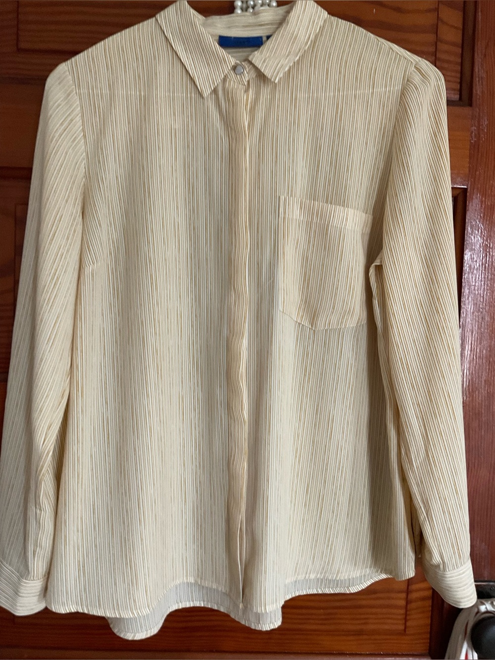 Yellow & white striped blouse